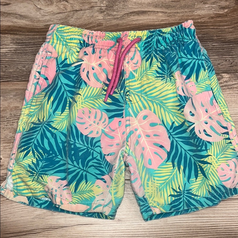 Tropical Leaf Print Boys swim shorts size 6/7